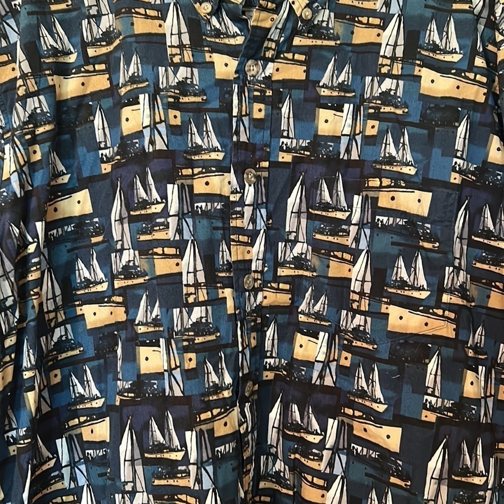 Aftco Bluewater Shirt Men's 2X Button Up Short Sleeve Boat‎ All Over Print - Picture 2 of 11